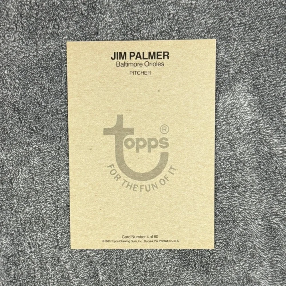 1980 Topps Jim Palmer Baltimore Orioles Oversized Card 5x7 Pitcher Number 4 - Picture 2 of 4